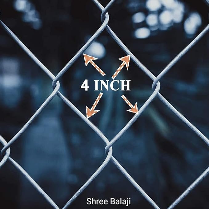 Fencing Chain Link Net For Fencing Mesh D Fence Wire Height 4 Feet/Length: 50 Feet Diameter:2.6 Mm Size 4X4 Inches Ideal For Fencing(12 Gauge Wire)