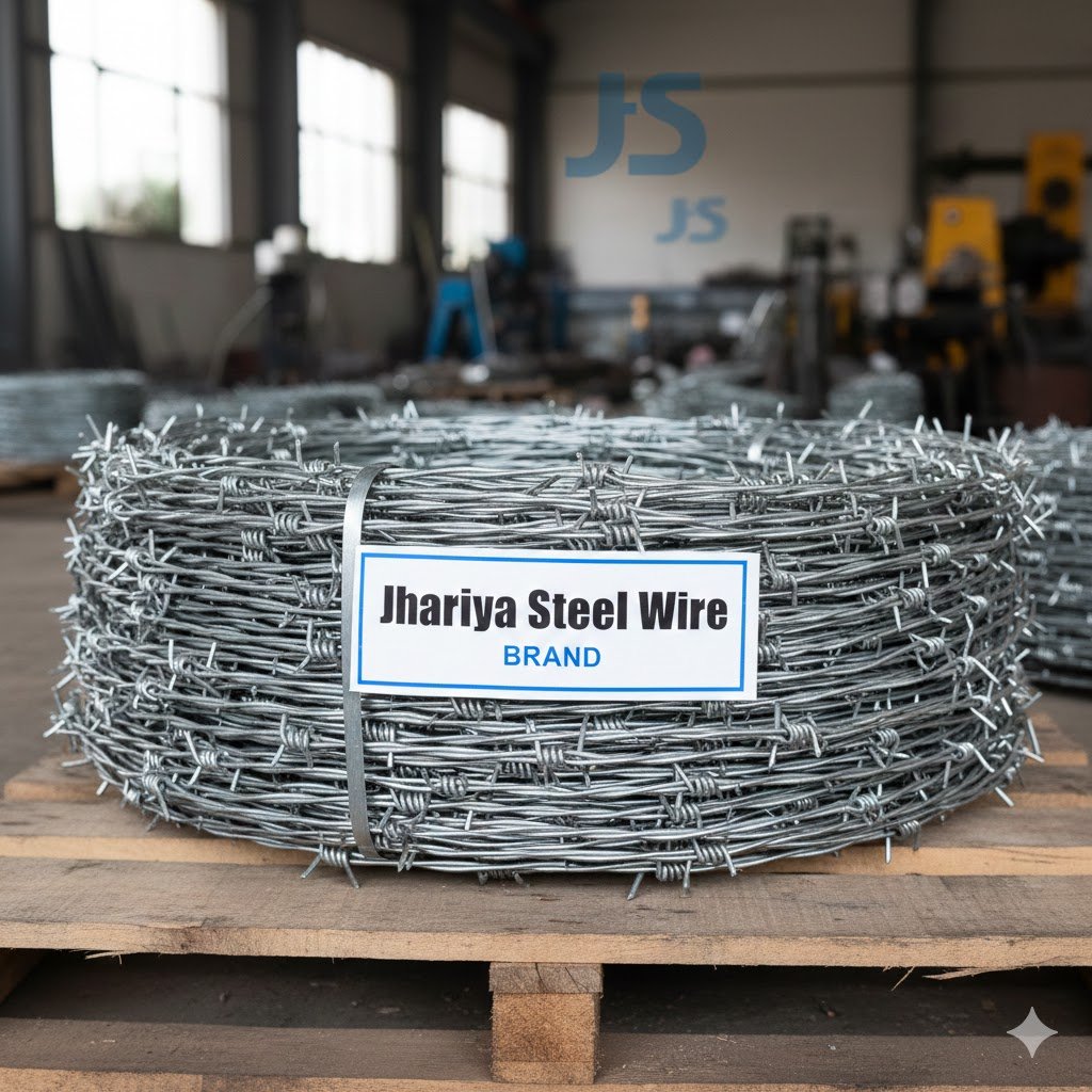 Barbed Wire for Fencing Wire 2 MM Thickness 14 Gauge Alloy Steel Wire with Hook Approx. Length 300 Meters (1000 FEET Length)