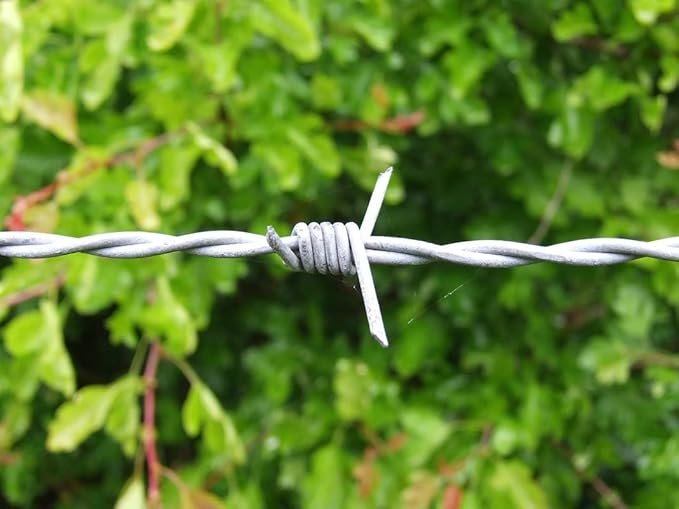 JINDAL Barbed Metal Wire for Fencing with Free G.I. Wire and Safety Gloves, Barbed Wire for Fencing Kanta taar for Fence Poles Trees Antennae Wire with Hook(14 Gauge Wire) (600 FEET) - Back View