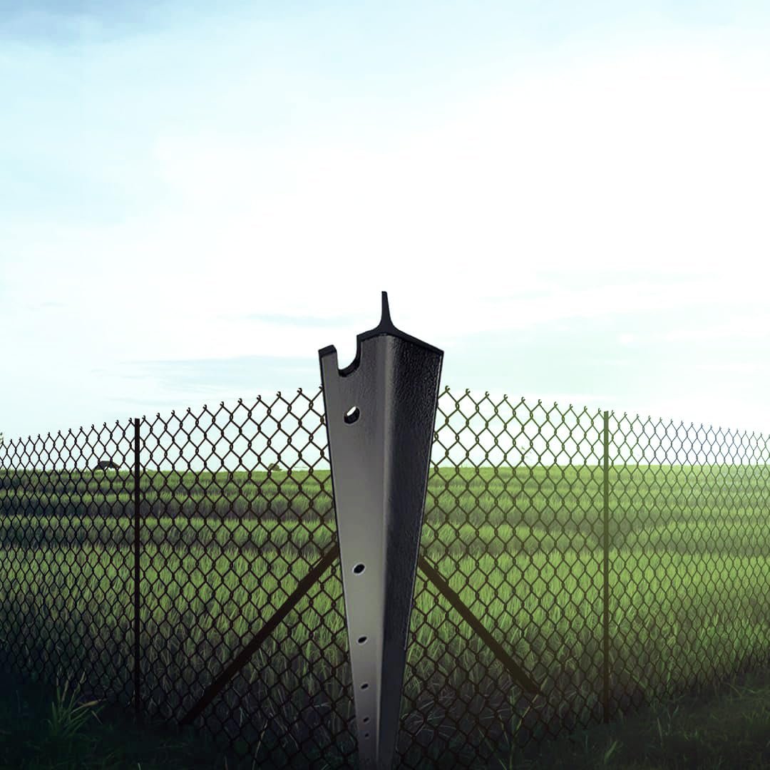 TATA Wiron Fencing Poles | Durable Mild Steel Bitumen Coated Y Design | Farm, Garden, Agricultural & Boundary Fence | Heavy Duty Black Metal Pole 8 Feet Height, (Pack of 5) 