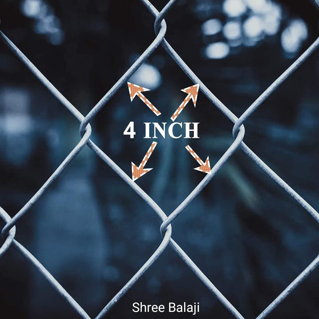 Fencing Chain Link Net For Fencing Mesh D Fence Wire Height 6 Feet/Length: 50 Feet Diameter:2.6 Mm Size 4X4 Inches Ideal For Fencing(12 Gauge Wire)